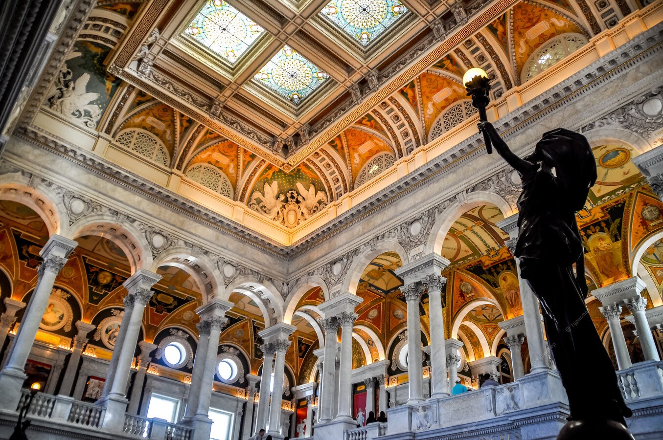 inside the main hall of the jefferson building - library of congress